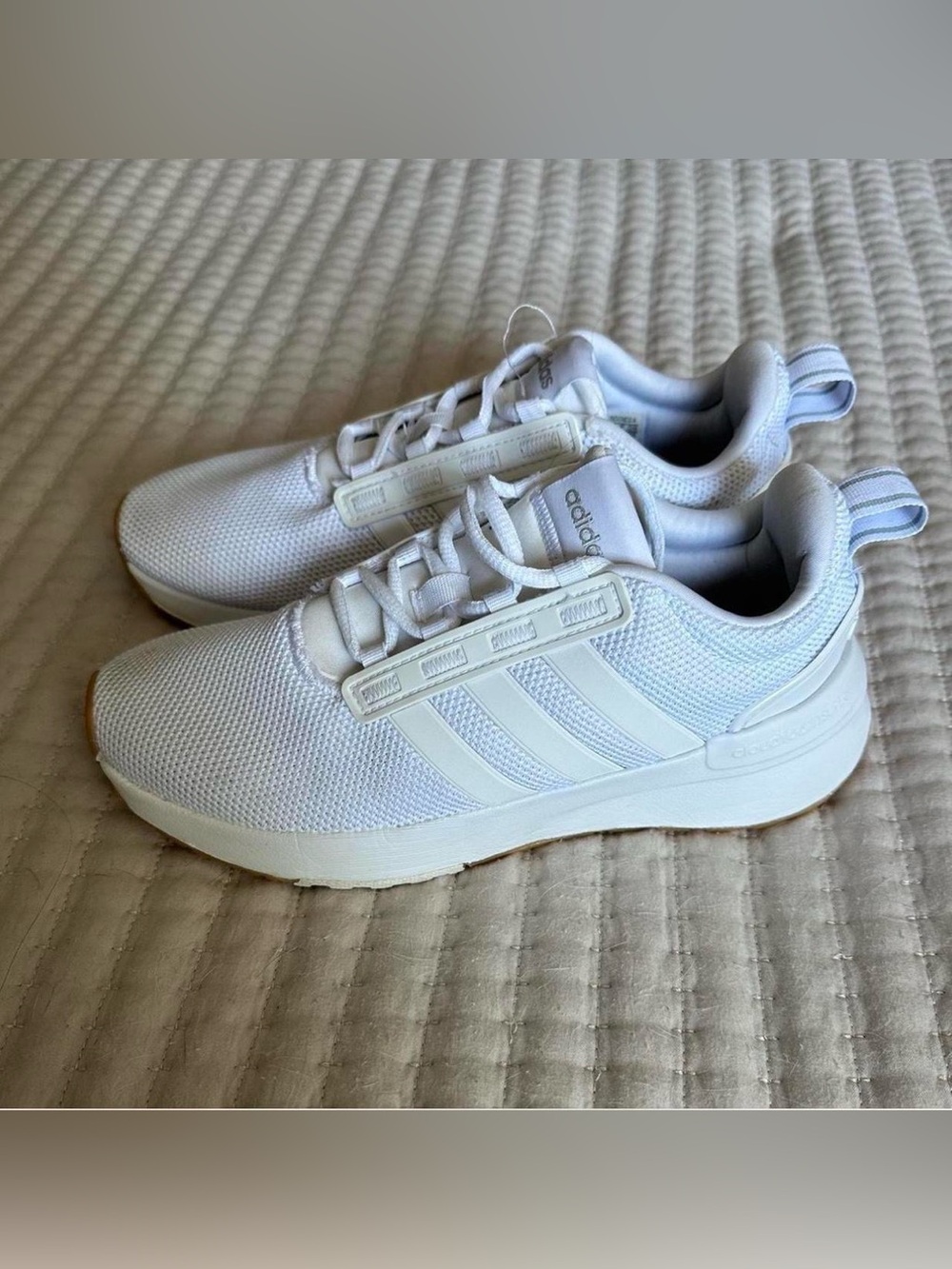 adidas All-White Mesh Running Sneakers
